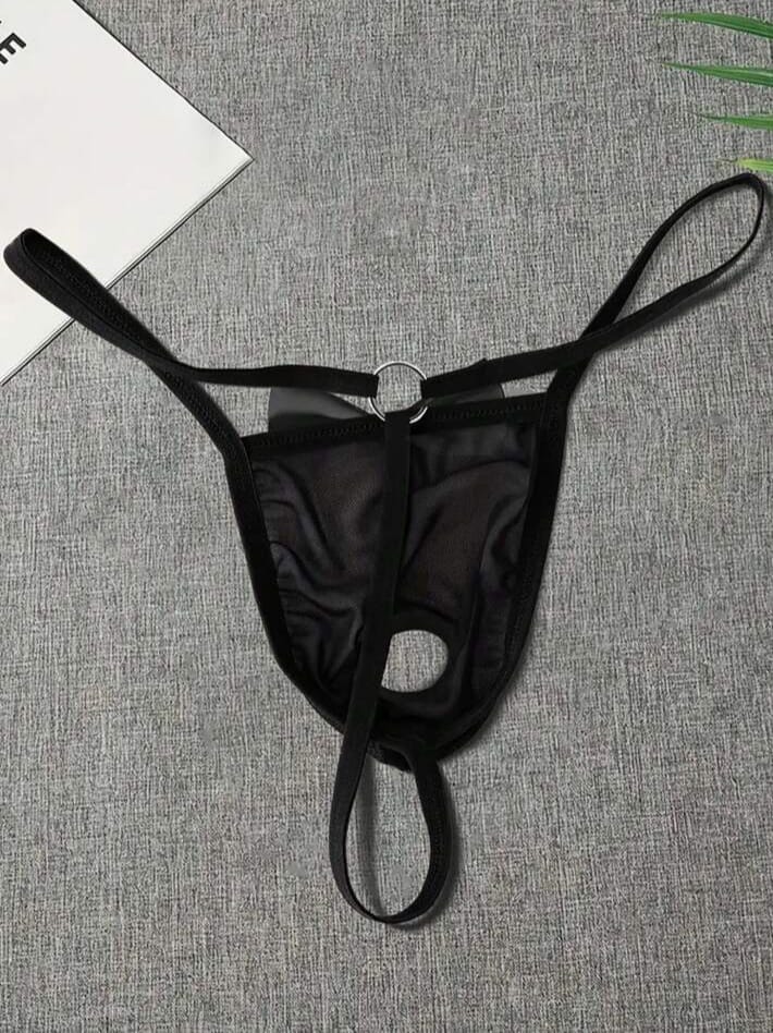 Midnight Tuxedo Open-Pouch Thong